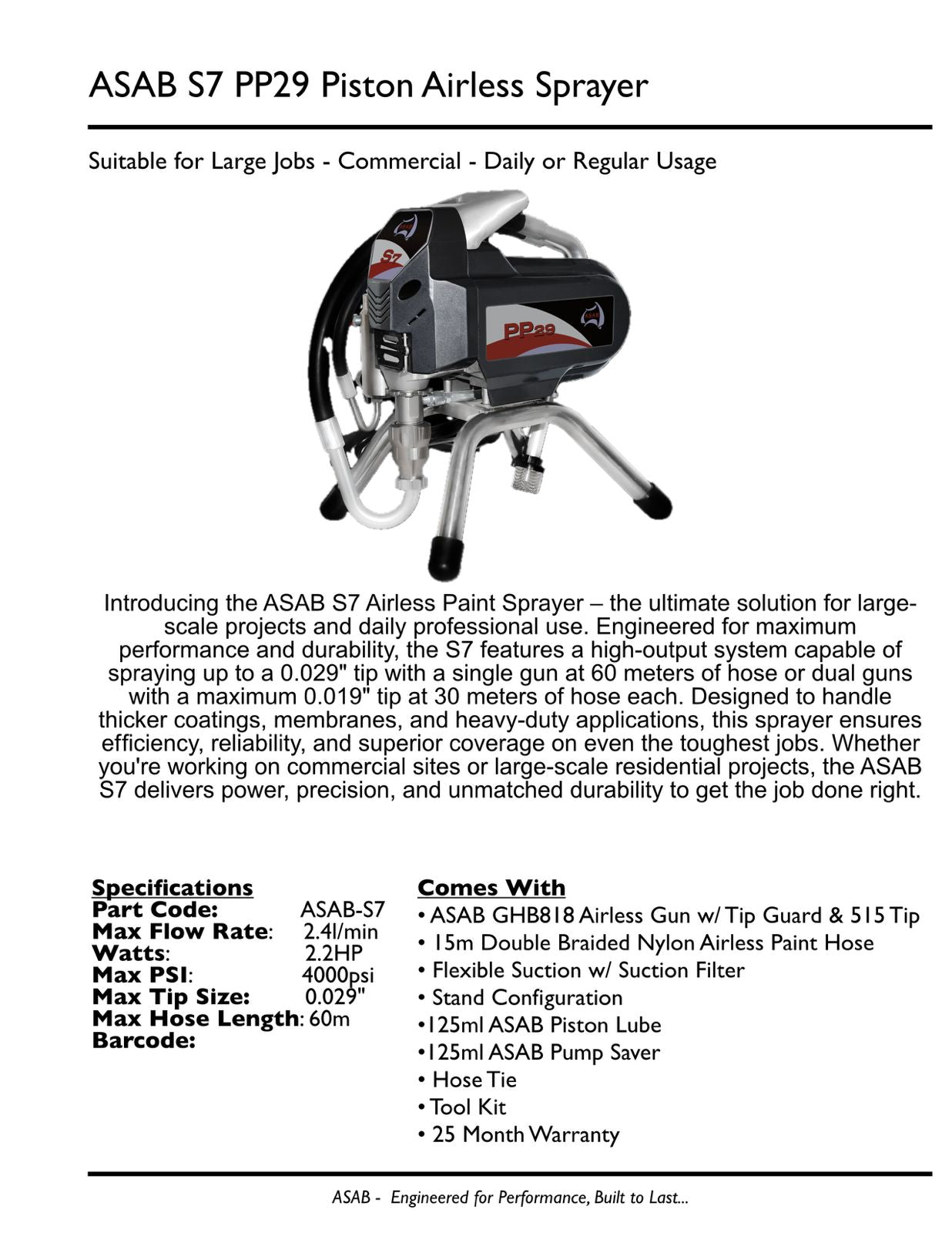 ASAB S Series - S7 Professional Airless Paint Sprayer