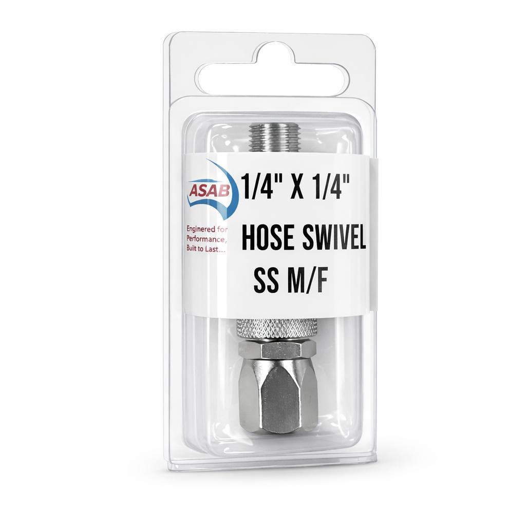 ASAB 1/4" x 1/4" M/F Stainless Steel Hose Swivel